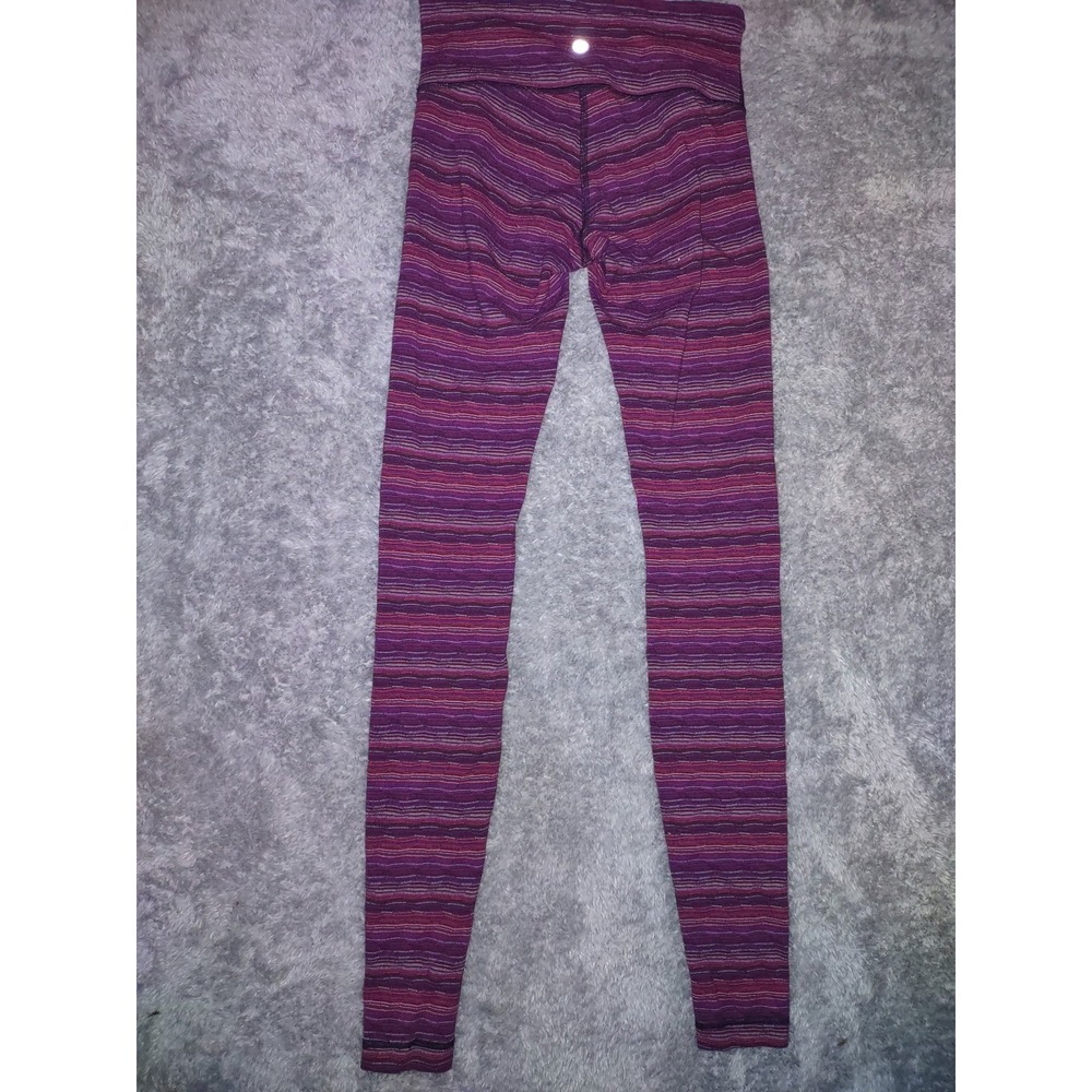 Lululemon Striped Leggings Yoga Pants Athletic Purple Pink Size 4, workout